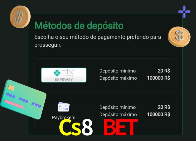 O cassino Cs8 Bet oferece uma grande variedade de métodos de pagamento